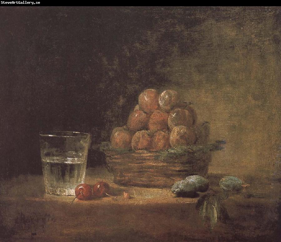 Jean Baptiste Simeon Chardin Lee s basket with two glass cups cherry stone